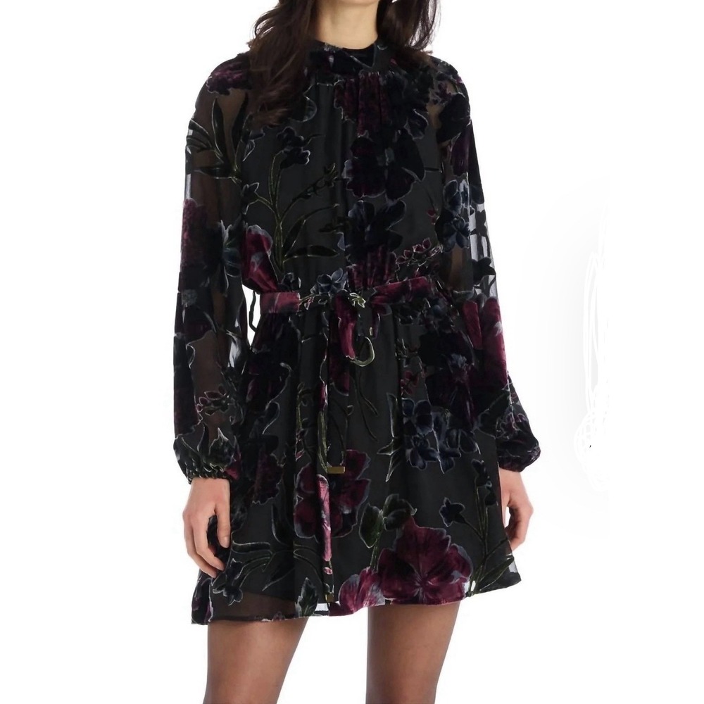 Allison New York- Hannah Dress Black floral  Size XS